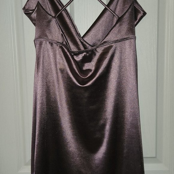 PURPLE OR MAUVE SATIN MIDI DRESS - Picture 2 of 3